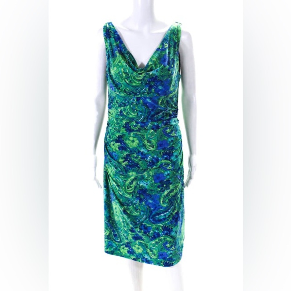 NWOT Lauren Ralph Lauren Sheath Cowl Neck Ruched Dress Size 6